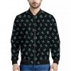 Blue Zodiac Symbols Pattern Print Bomber Jacket