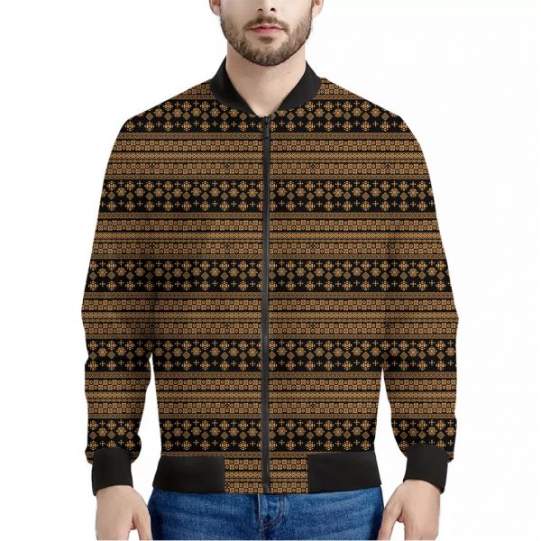 Boho Ethnic Pattern Print Bomber Jacket
