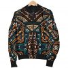 Boho Tribal Aztec Pattern Print Bomber Jacket