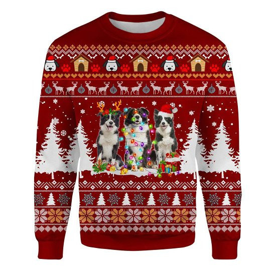 Border Collie Ugly Christmas Sweatshirt Animal Dog Cat Sweater Unisex