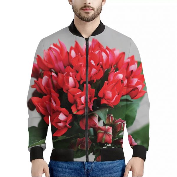 Bouvardia Flower Print Bomber Jacket