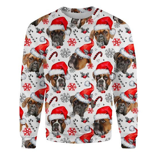 Boxer Xmas Decor Ugly Christmas Sweatshirt Animal Dog Cat Sweater Unisex