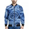 Bright Blue Rose Print Bomber Jacket