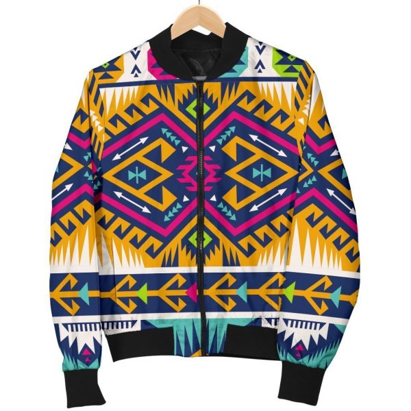 Bright Colors Aztec Pattern Print Bomber Jacket