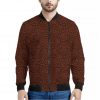 Brown Aboriginal Dot Pattern Print Bomber Jacket