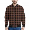 Brown And Black Buffalo Check Print Bomber Jacket
