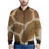 Brown Giraffe Print Bomber Jacket