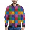 Building Blocks Toy Pattern Print Bomber Jacket