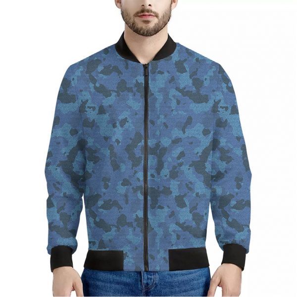 Camouflage Denim Jeans Pattern Print Bomber Jacket
