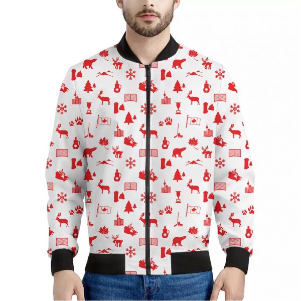 Canada Country Pattern Print Bomber Jacket