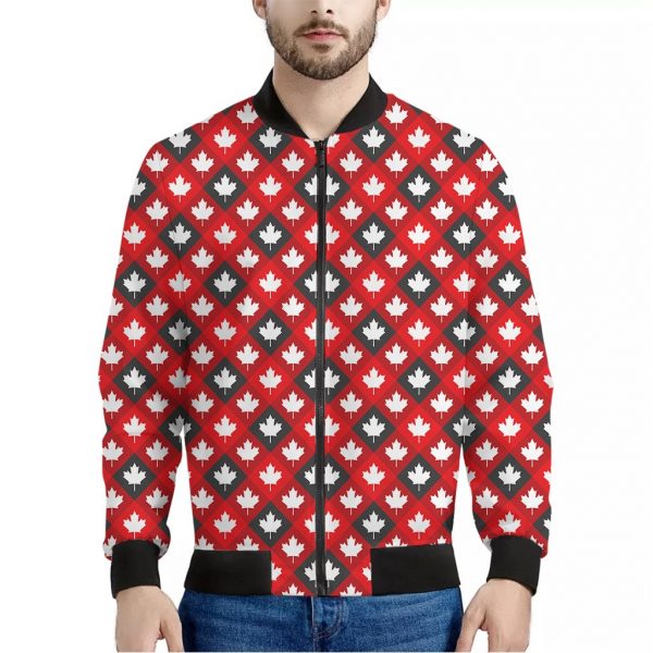 Canada Maple Leaf Pattern Print Bomber Jacket