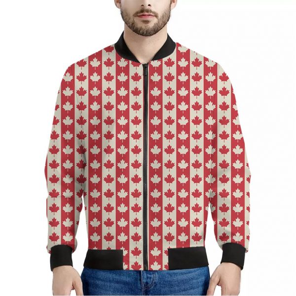 Canadian Maple Leaf Pattern Print Bomber Jacket
