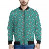 Candy And Santa Claus Hat Pattern Print Bomber Jacket