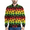 Cannabis Rasta Pattern Print Bomber Jacket