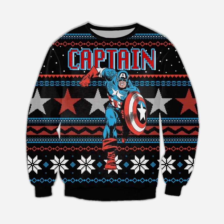 Captain America Knitting Pattern 3D Print Ugly Sweatshirt