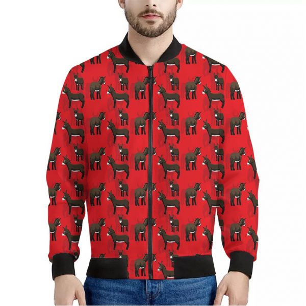 Cartoon Balearic Donkey Pattern Print Bomber Jacket