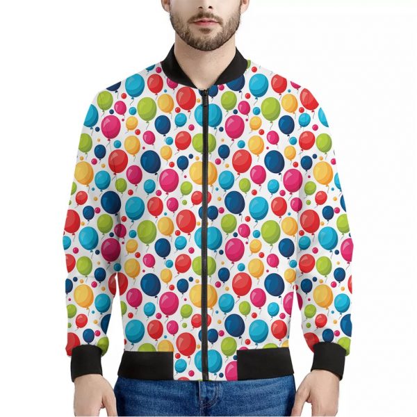 Cartoon Balloon Pattern Print Bomber Jacket