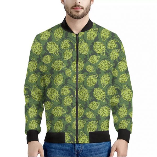 Cartoon Hop Cone Pattern Print Bomber Jacket