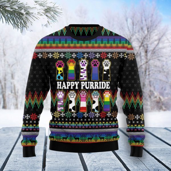 Cat Lgbt Color Sweatshirtt1711 Ugly Christmas Sweater Xmas Gift - Colins Store