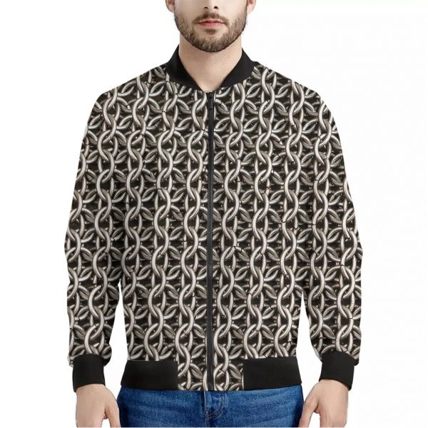 Chainmail Ring Print Bomber Jacket