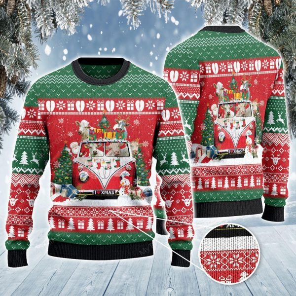 Charolais Cattle Lovers Christmas Van All Over Print Sweatshirt