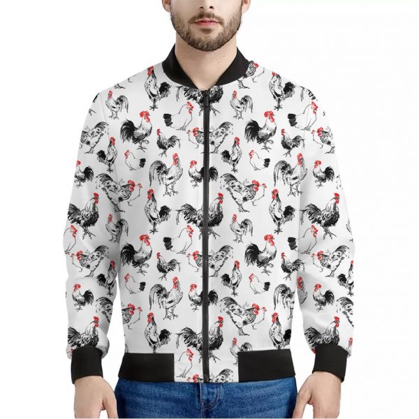 Chicken Ink Painting Pattern Print Bomber Jacket