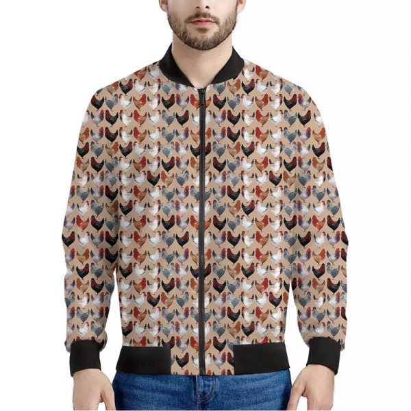 Chicken Painting Pattern Print Bomber Jacket