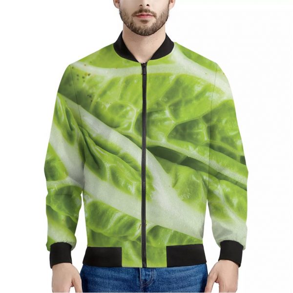 Chinese Cabbage Leaf Print Bomber Jacket