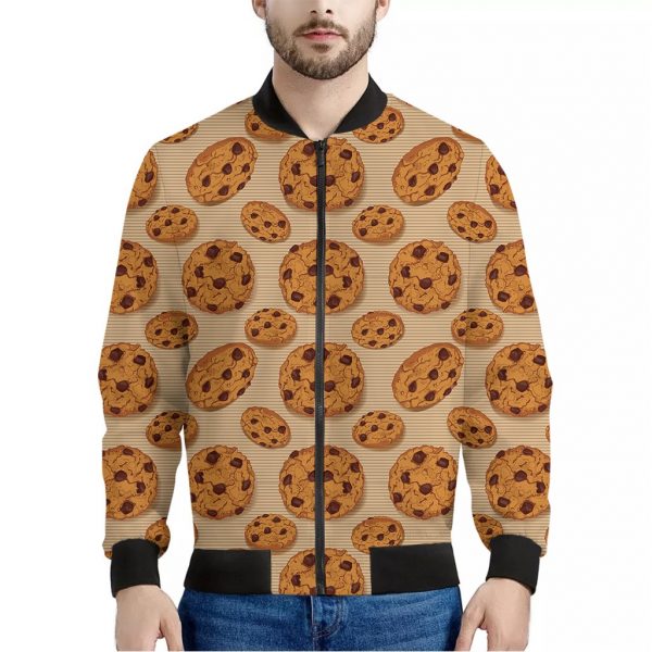 Chocolate Chip Cookie Pattern Print Bomber Jacket