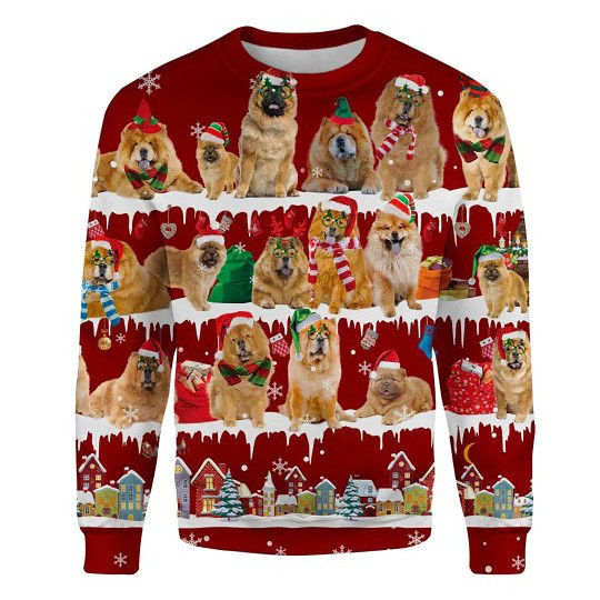 Chow Chow Snow Christmas Ugly Christmas Sweatshirt Animal Dog Cat Sweater Unisex
