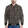 Christmas Candy Cane Pattern Print Bomber Jacket