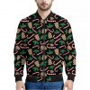 Christmas Cookie And Candy Pattern Print Bomber Jacket