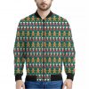 Christmas Gingerbread Man Pattern Print Bomber Jacket