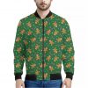 Christmas Gingerbread Pattern Print Bomber Jacket