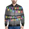 Christmas Holiday Lights Print Bomber Jacket