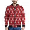 Christmas Paw Knitted Pattern Print Bomber Jacket