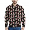 Christmas Santa Pug Pattern Print Bomber Jacket