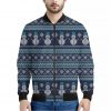 Christmas Snowman Knitted Pattern Print Bomber Jacket