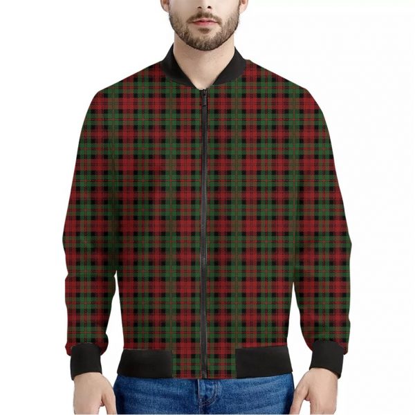 Christmas Tartan Pattern Print Bomber Jacket