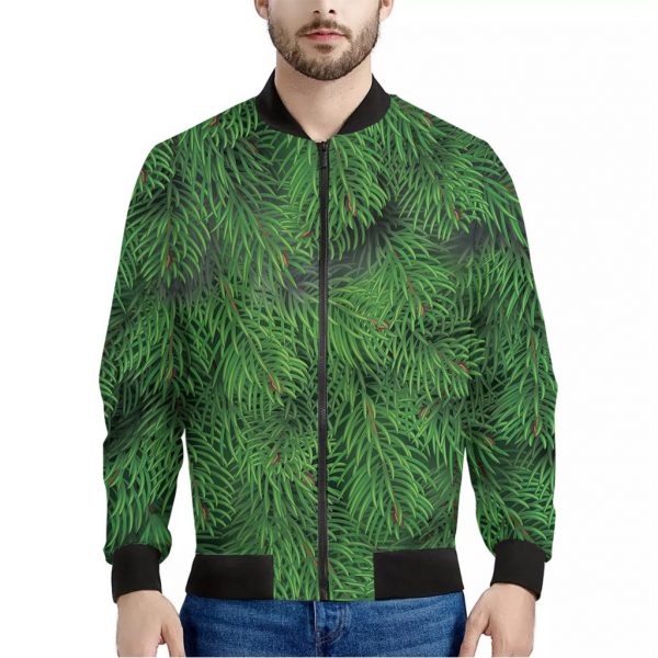 Christmas Tree Branches Print Bomber Jacket
