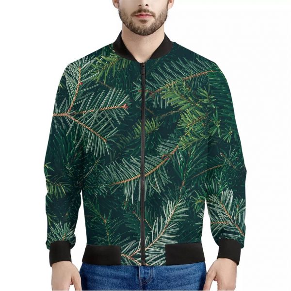 Christmas Tree Print Bomber Jacket