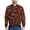 Coffee Beans Print Bomber Jacket