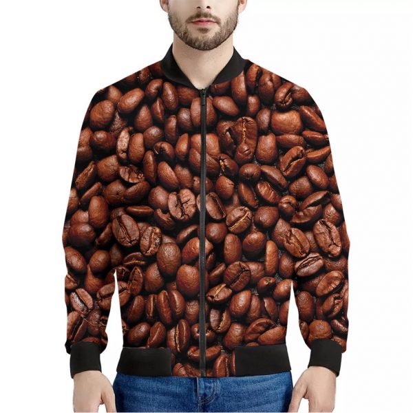 Coffee Beans Print Bomber Jacket