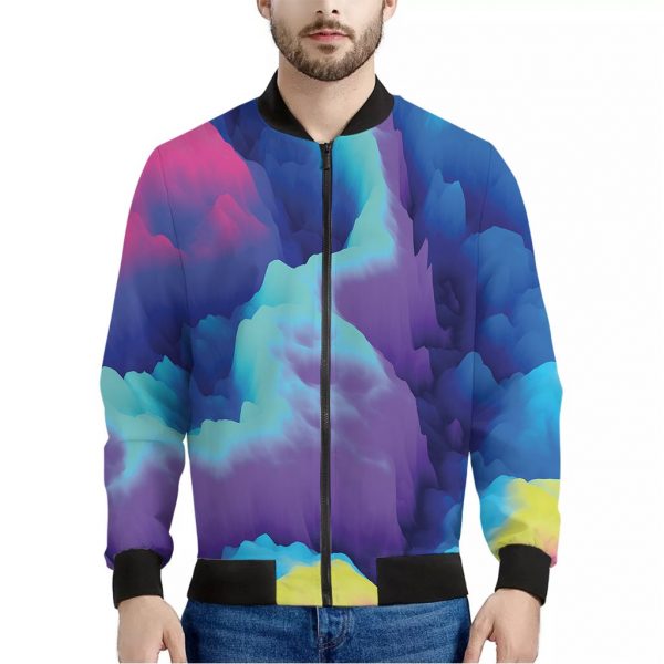 Coloful Cloud Print Bomber Jacket