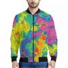 Colorful Acid Melt Print Bomber Jacket