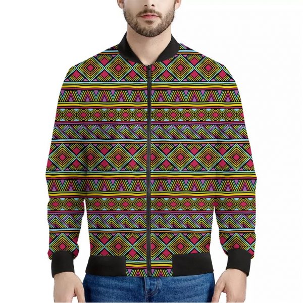 Colorful African Inspired Pattern Print Bomber Jacket