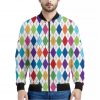 Colorful Argyle Pattern Print Bomber Jacket