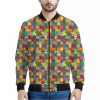 Colorful Autism Awareness Puzzle Print Bomber Jacket