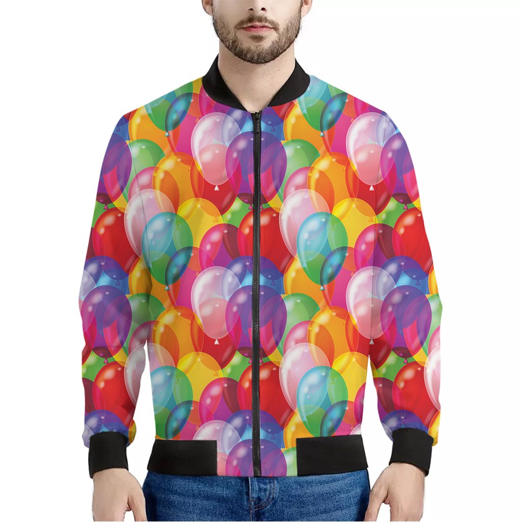 Colorful-Balloon-Pattern-Print-Bomber-Jacket Colorful Balloon Pattern Print Bomber Jacket