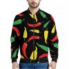 Colorful Chili Peppers Pattern Print Bomber Jacket